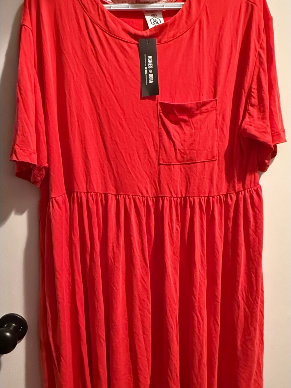 Agnes & Dora Coral Red Pocket Dress